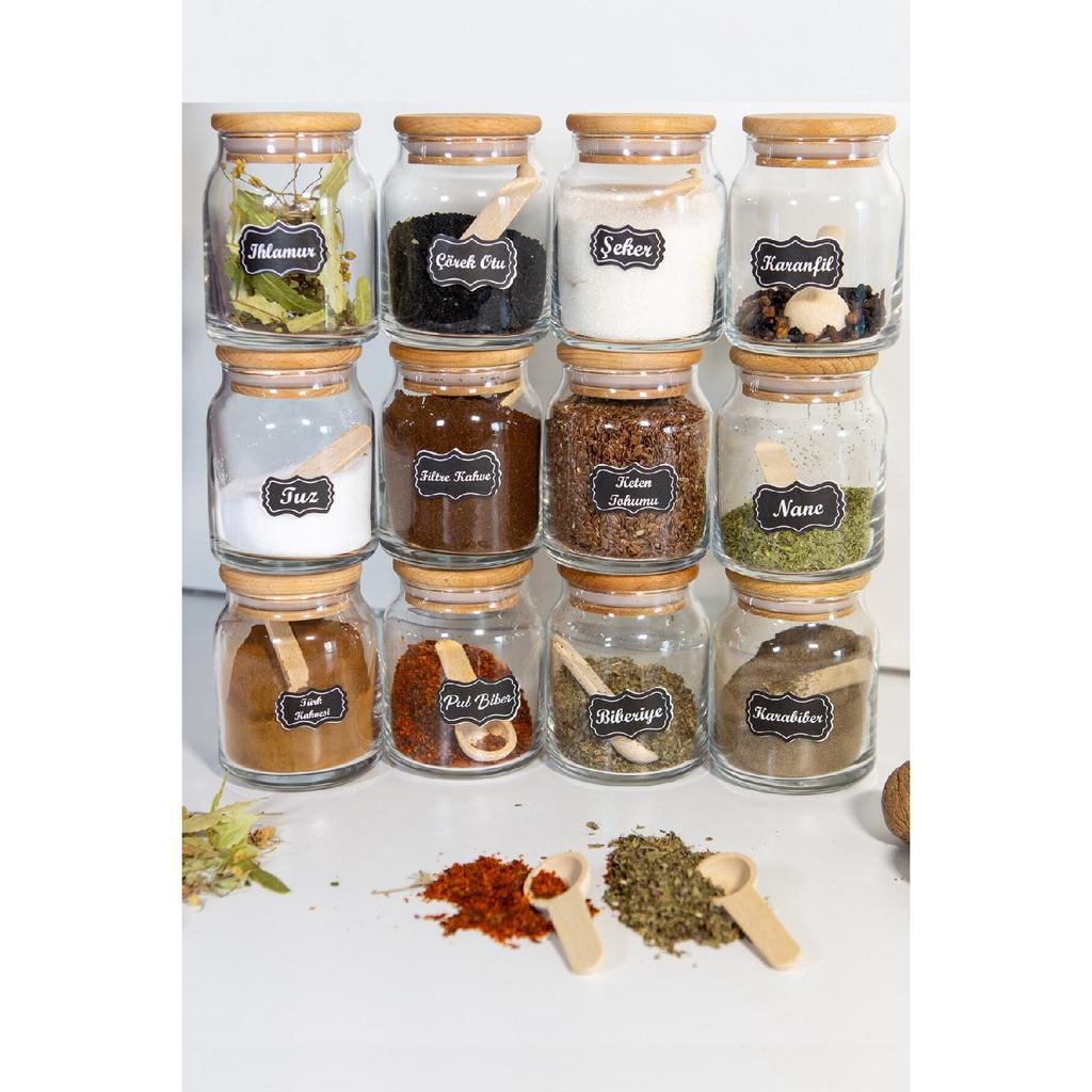 Маркированные 300 мл, 12 баночек и 12 мини-ложек для специй — набор специй из 24 штук