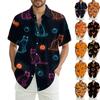 Men's Fashion Casual Loose Halloween Printed Short Sleeve Shirt