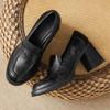 Fashion Retro Black Pointed Toe High Heels Women British Style High Quality High Heel Small Leather Shoes Comfort Commuter Office Shoes