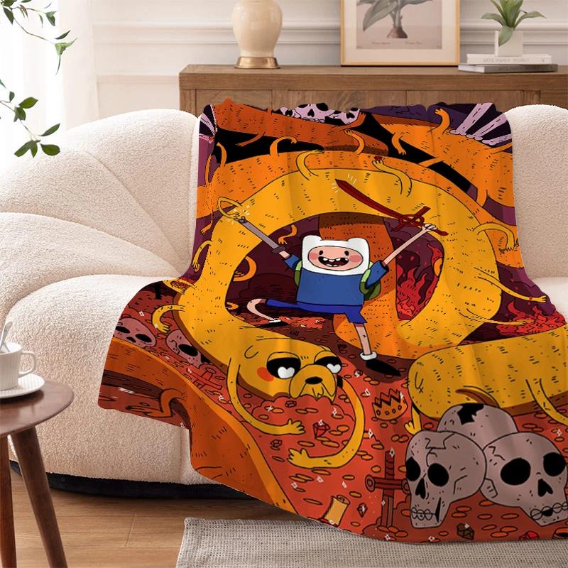 Fluffy Soft Blankets King Size A-Adventures Time Microfiber Bedding Warm Sofa Knee Fleece Camping Nap Flannel Double Bed Blanket