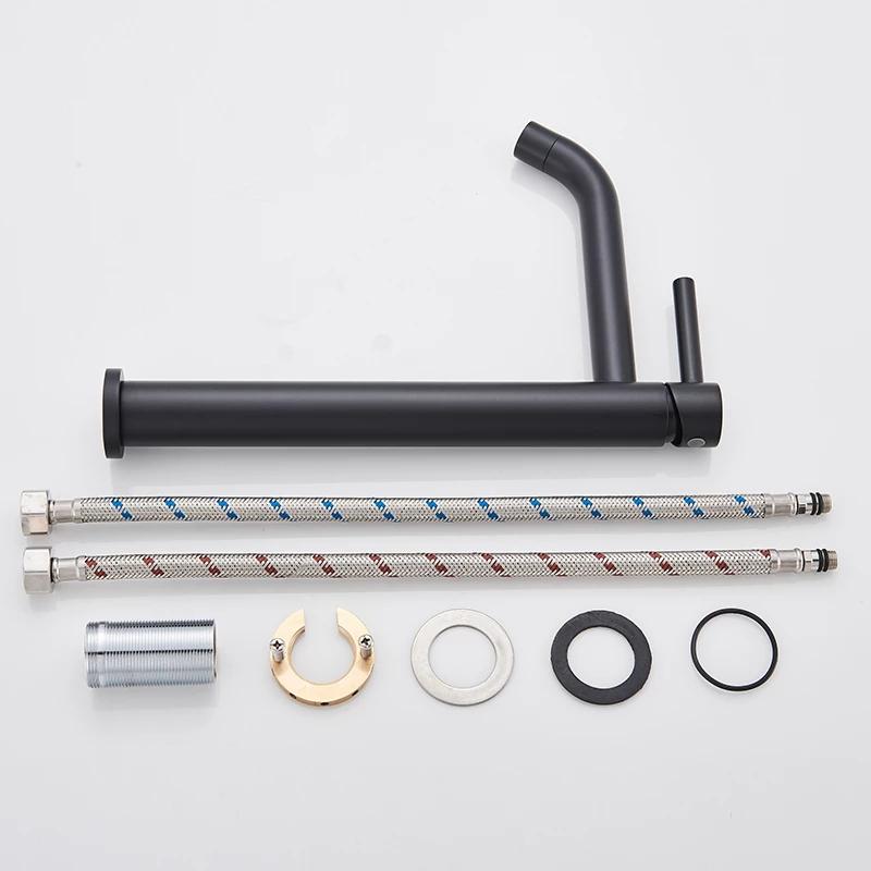 Tall Basin Sink Faucet Slim Black Chrome Bathroom Washbasin Water Mixer Tap Hot Cold Water Basin Crane Deck Mounted Bathroom Tap