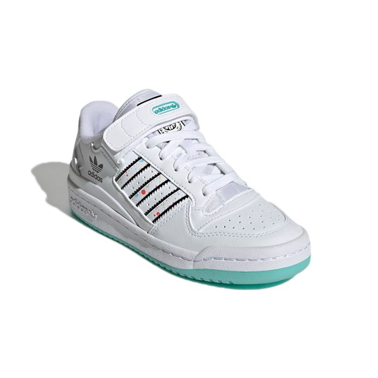 adidas Originals Forum Low J Прочные Низкие Детские Кеды для Скейта Детские Кроссовки Белые Черные Синие H01440