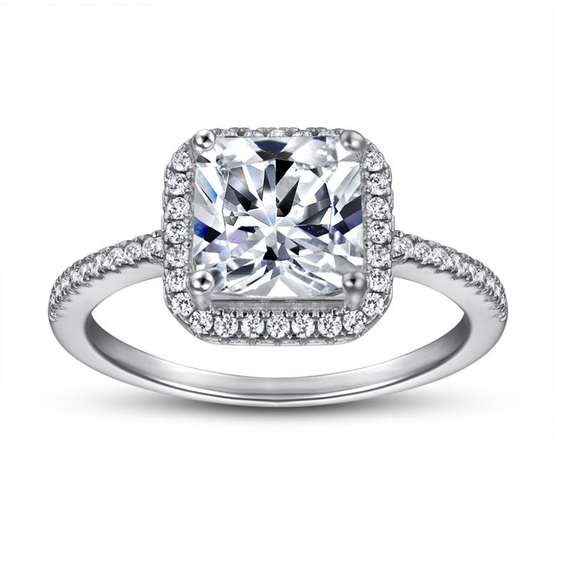 Bague Ringen 3-каратное квадратное цветное кольцо Моссан, обручальное кольцо из стерлингового серебра 925 пробы, оптовая продажа для женщин, ювелирные изделия