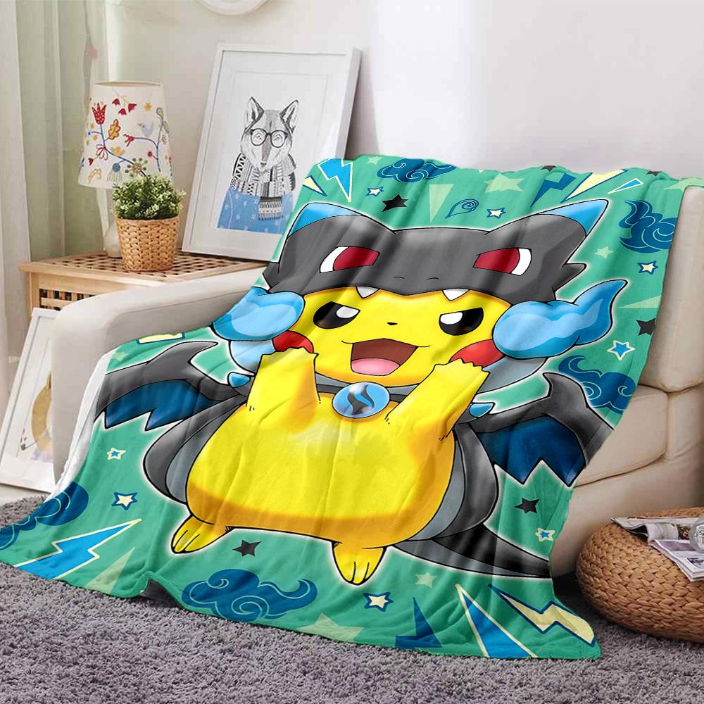Pikachu Darkrai Adventure Flannel Blanket Super Soft Warm Cozy Blanket For Sofa Bed Office Travel Allseason Home Decor Gift