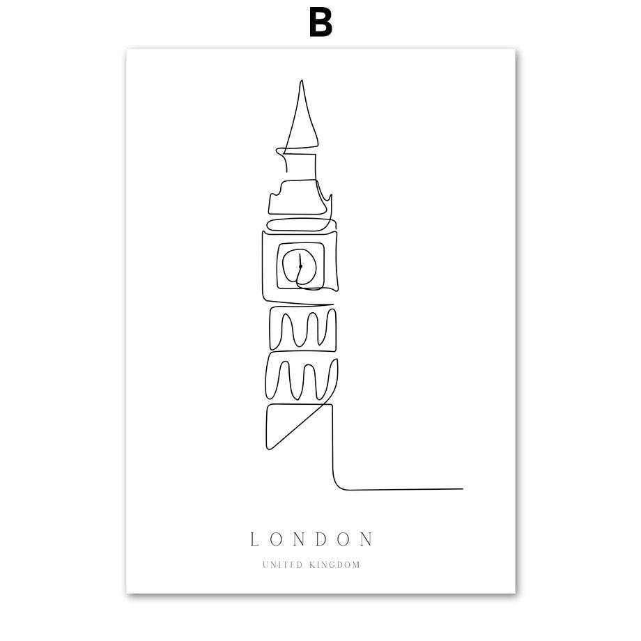 Нью-Йорк, Рим, Колизей, Амстердам, Париж, Башня, линия, настенная живопись, холст, картина, скандинавский постер, Декор, фотографии для гостиной