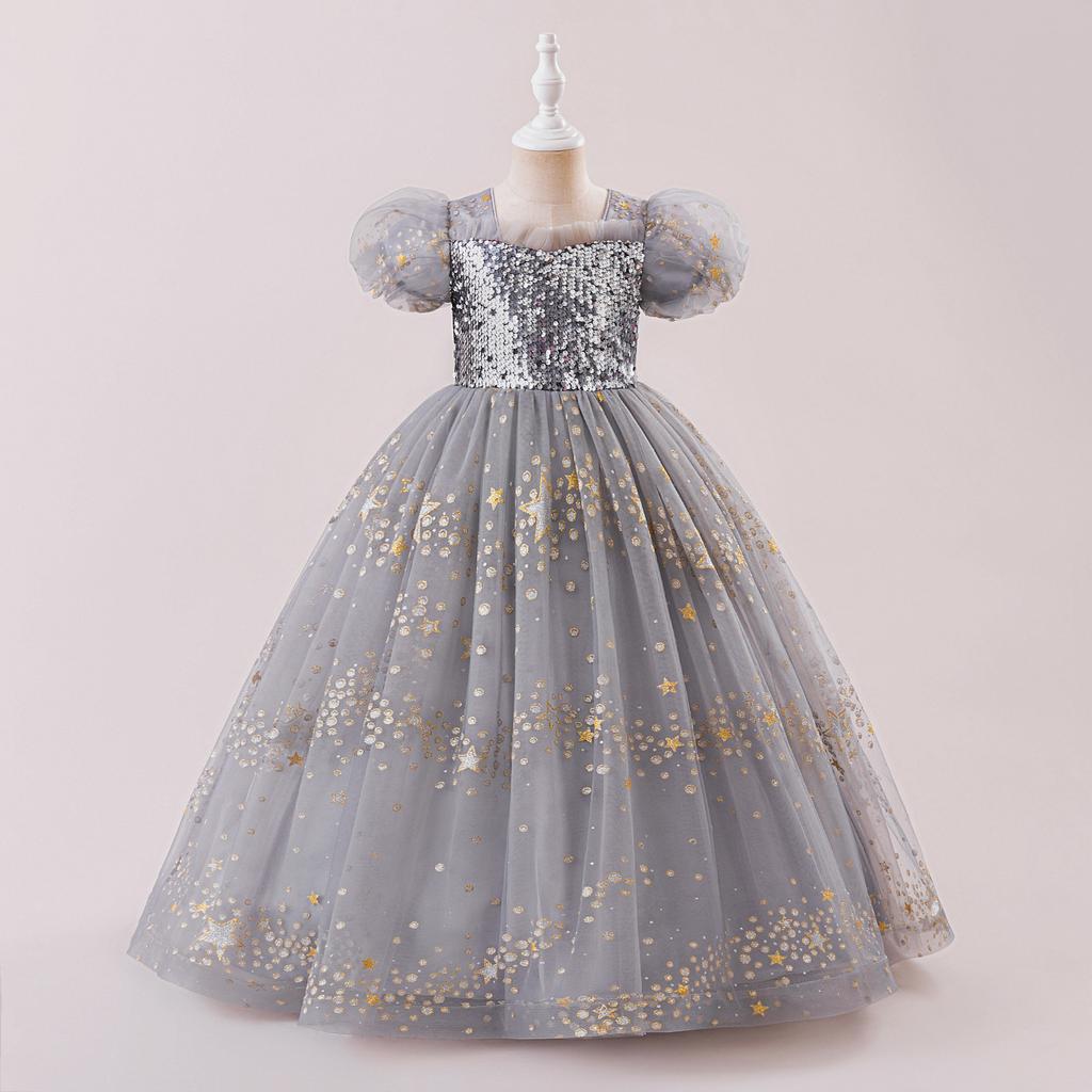 Винтажные рождественские платья для девочек с пайетками, звездное фатиновое платье для свадьбы, дня рождения, принцессы, пышные вечерние костюмы для подружек невесты