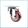 Medium 304 Stainless Steel Swivel Casters with Red Polyurethane Wheels and Brake