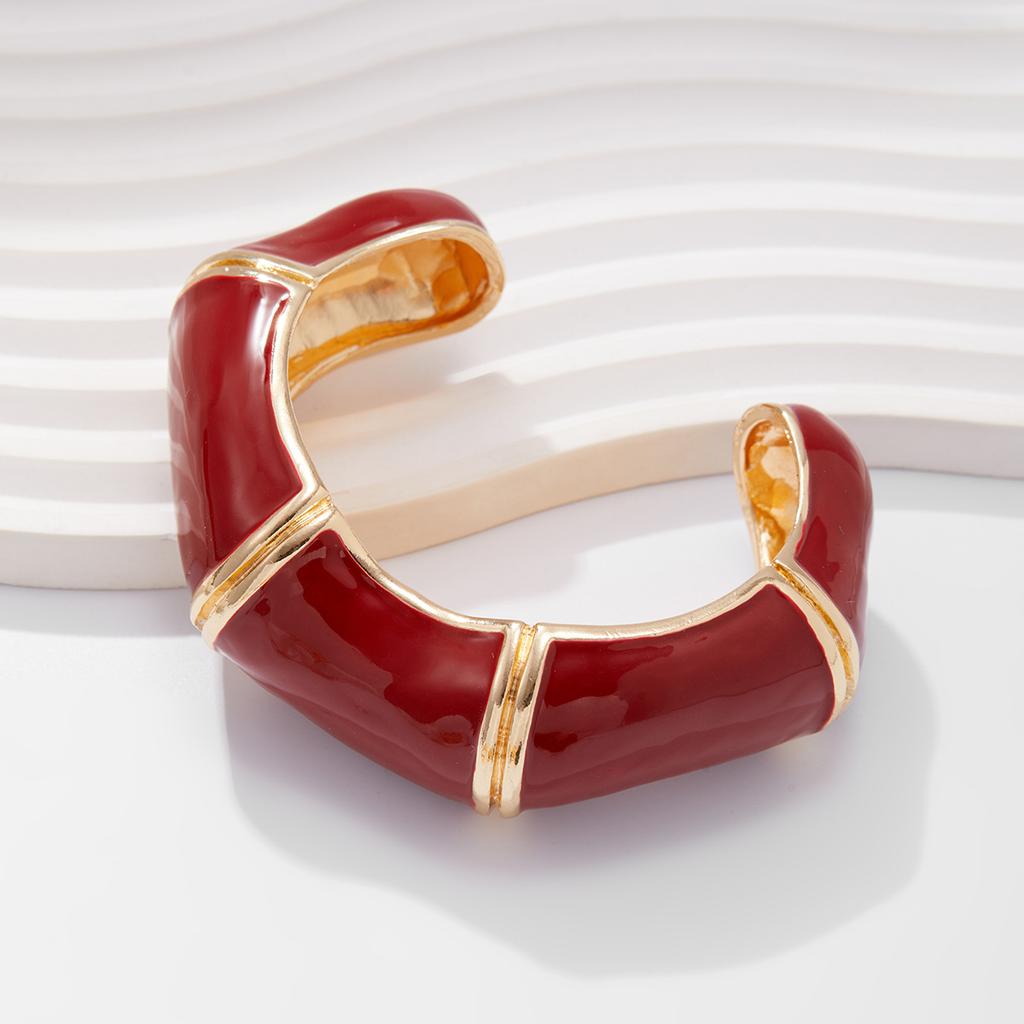 Ретро эмаль капает масло открытые массивные открытые браслеты для женщин панк нерегулярные акриловые смолы бамбуковые наборные браслеты манжеты для пары геометрические украшения для рук