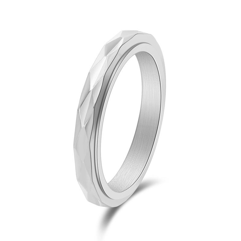 Вращающееся кольцо из нержавеющей стали с бриллиантовой огранкой для женщин 3 мм Минималистичные золотые украшения