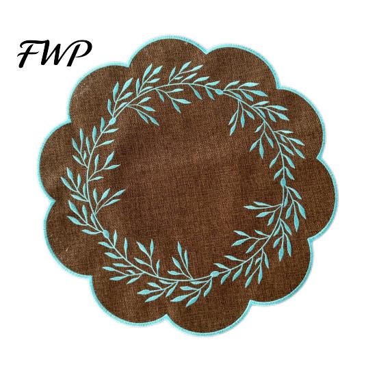 Kitchen Table Protector 14.96'' Placemat with Wavy Lace Embroidered Design Dining Mat Insulated Decorative Non-Slip Oil-Resistant Easy Clean