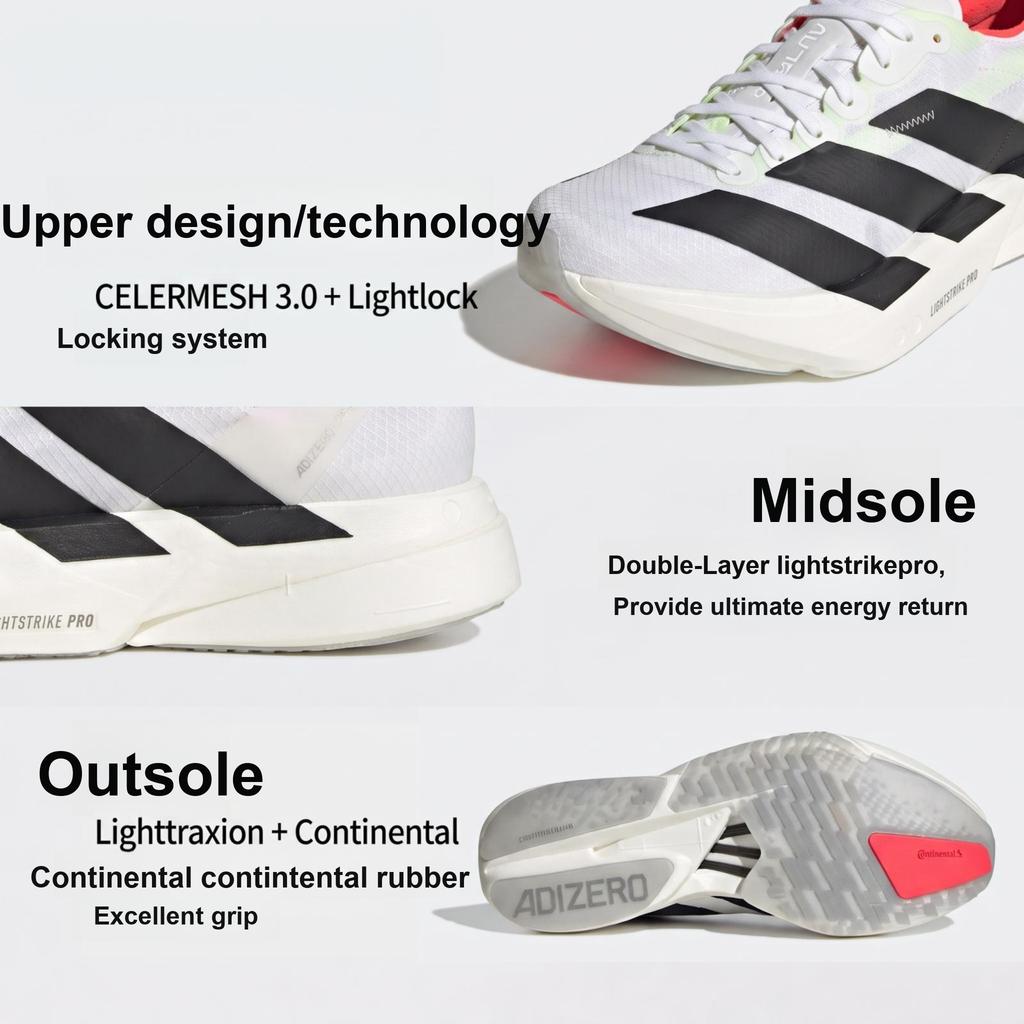 adidas Adizero Adios Pro 4 белые черные женские кроссовки Cloud-White Core-Black Silver-Metallic JR1163