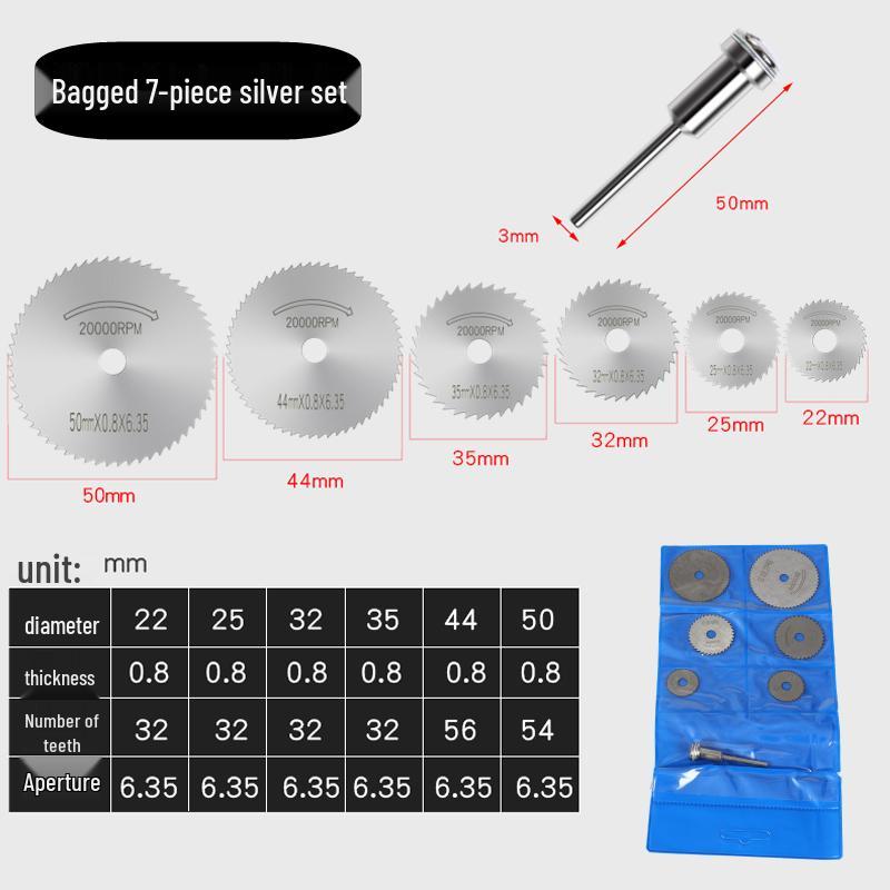 High-Speed Steel Circular Saw Blade Set for Wood, Plastic & Metal - Miniature Size for Hand Drills & Electric Grinders