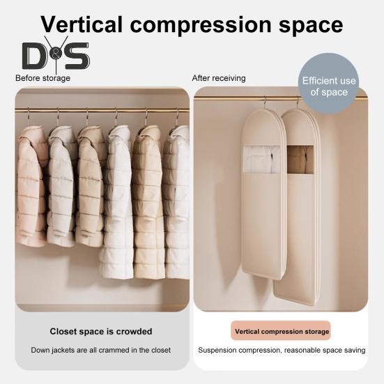 1/3 шт. Подвесные сумки для одежды с самокомпрессионной молнией большой емкости, пылезащитные, экономящие место сумки для одежды