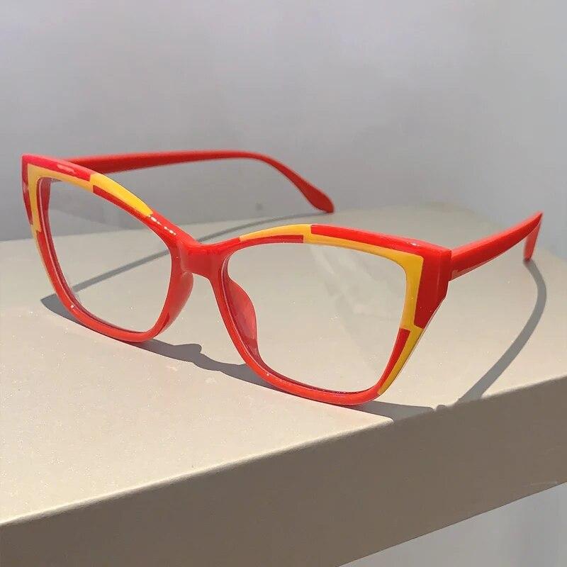 KAMMPT Oversized Cat Eye Women Glasses 2024 Fashion Ultralight Blue Light Blocking Eyewear New Original Computer Spectacles