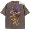Unisex Washed Beige Vintage T  Shirt Digimon Agumon Evolution High  Quality Fabric for Home Leisure Travel Shopping