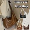 Korean Style Large Capacity Handbag Solid Color Underarm Packs Retro PU Tote Bag  Office Worker