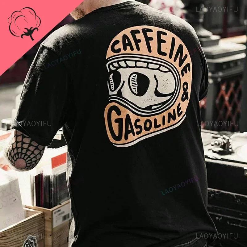Готические футболки Harajuku Biker Skull Graphic T Shirts Men Fashion Trend Short Sleeve Tops Dark Punk Skulls Retro T Shirt Male Oversize Tee