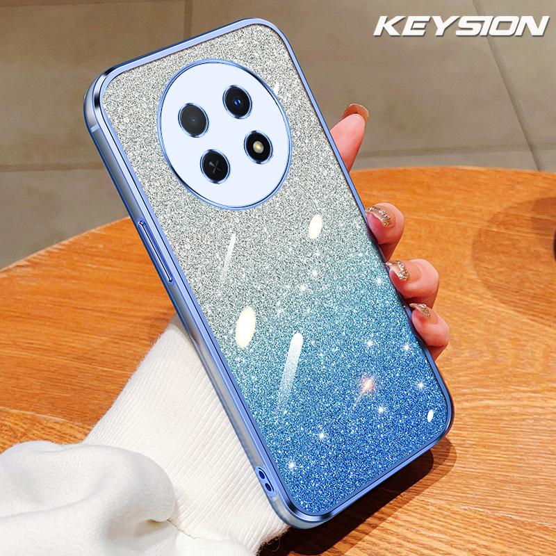 KEYSION Роскошный чехол-бампер с покрытием и блестками для HONOR X9c 5G, прозрачный мягкий ТПУ, противоударная задняя крышка для Honor Magic 7 Lite 5G