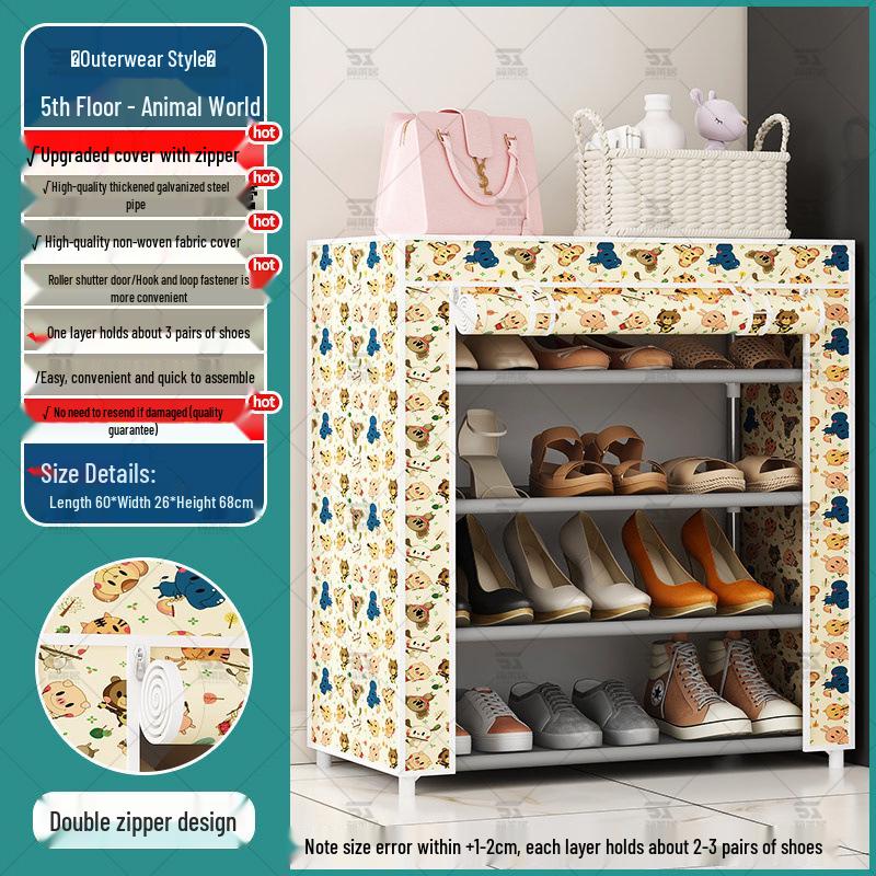 Multi-Layer Indoor Shoe Rack with Curtain