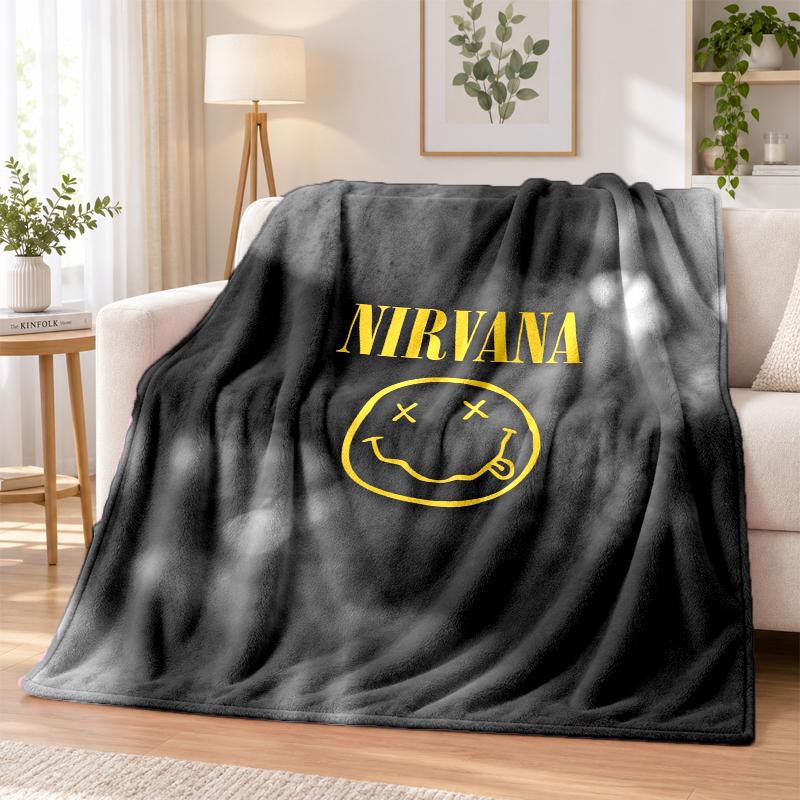 Теплый и уютный фланелевый плед с принтом Nirvana, покрывало для кровати, для домашнего декора