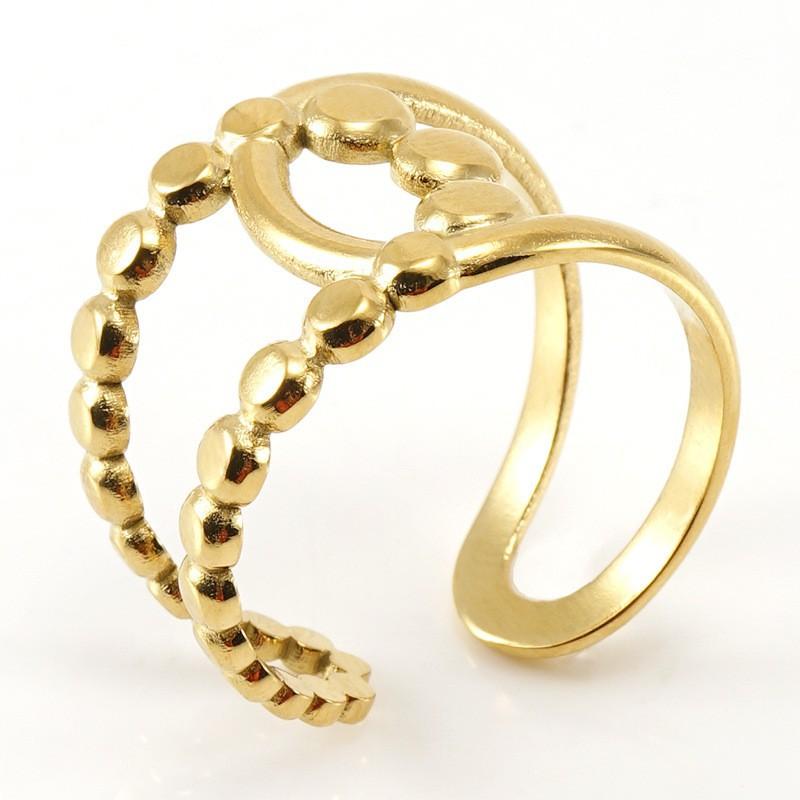 Новое модное кольцо из титановой стали с полым дизайном, нишевое простое женское трендовое открывающееся регулируемое кольцо