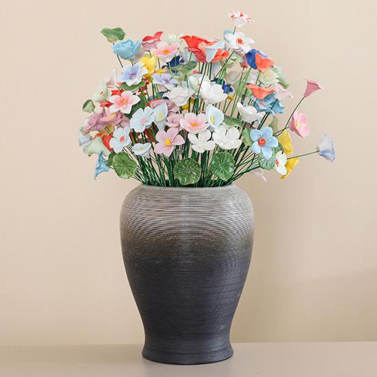 Ручная работа Керамический Имитация Цветка Реалистичный Искусственный Красочный Цветок Декорация Искусственный Цветок со Стеблем DIY Украшение для Вазы