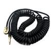 6m Guitar Coiled Cable with Bass Stereo Pancake Instrument Cable Shield, L-S Type, 6.35mm Plug, Connector, (Black)