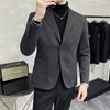 2024 Осень Мужская Шерстяная Куртка Блейзер Мужской Деловой Досуг Slim Fit Костюм Пальто Брендовая Мода Высокое Качество Одной Пуговицой Костюм Пальто