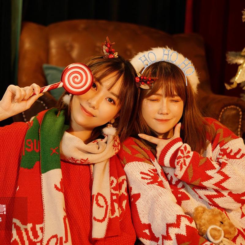 HOHOHO Rhinestone Christmas Headband - Festive Hair Accessory for Holiday Parties