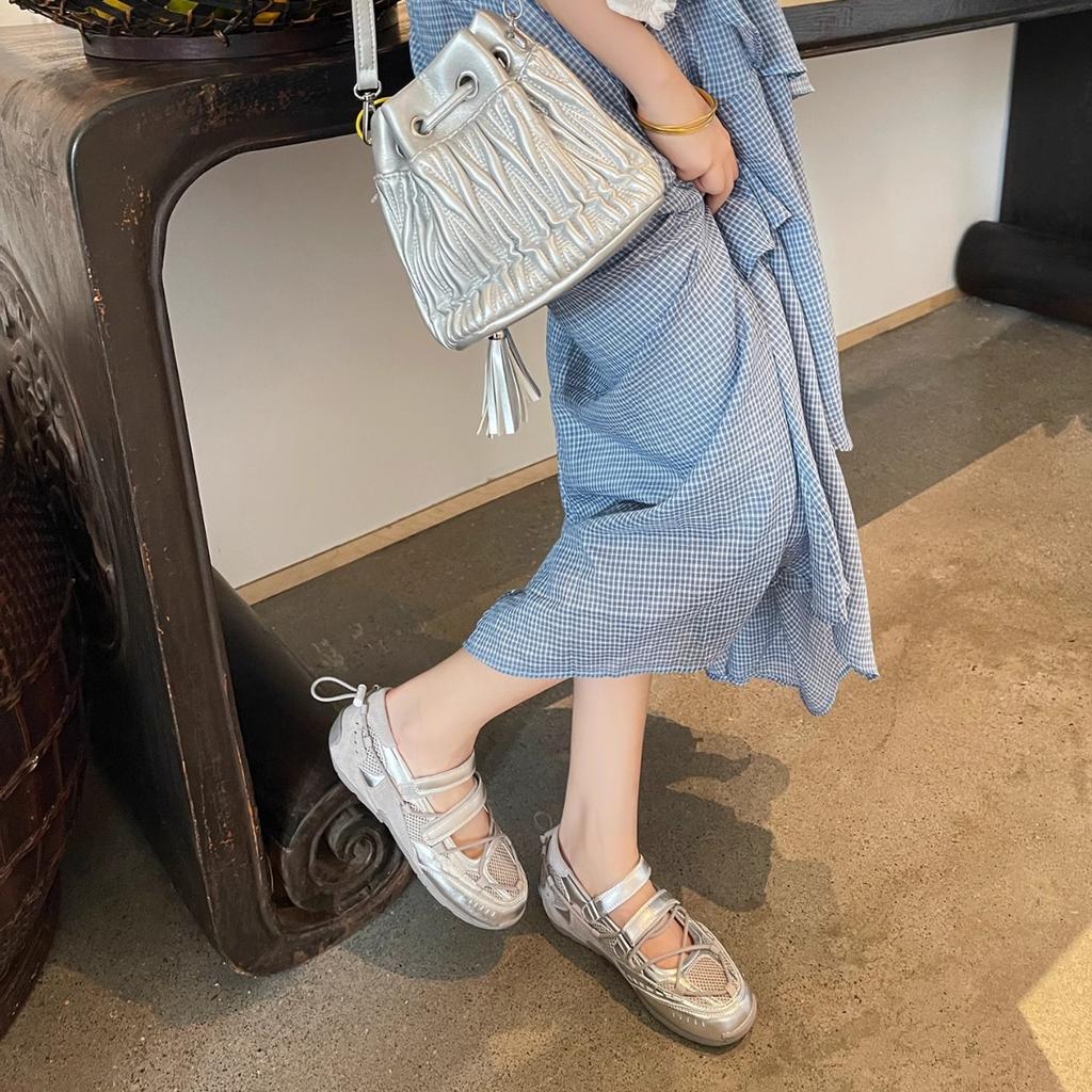 Функциональные балетки Мэри Джейн женские туфли 2025 лето новая сетчатая дышащая ретро повседневная спортивная обувь с мелким вырезом одинарные туфли