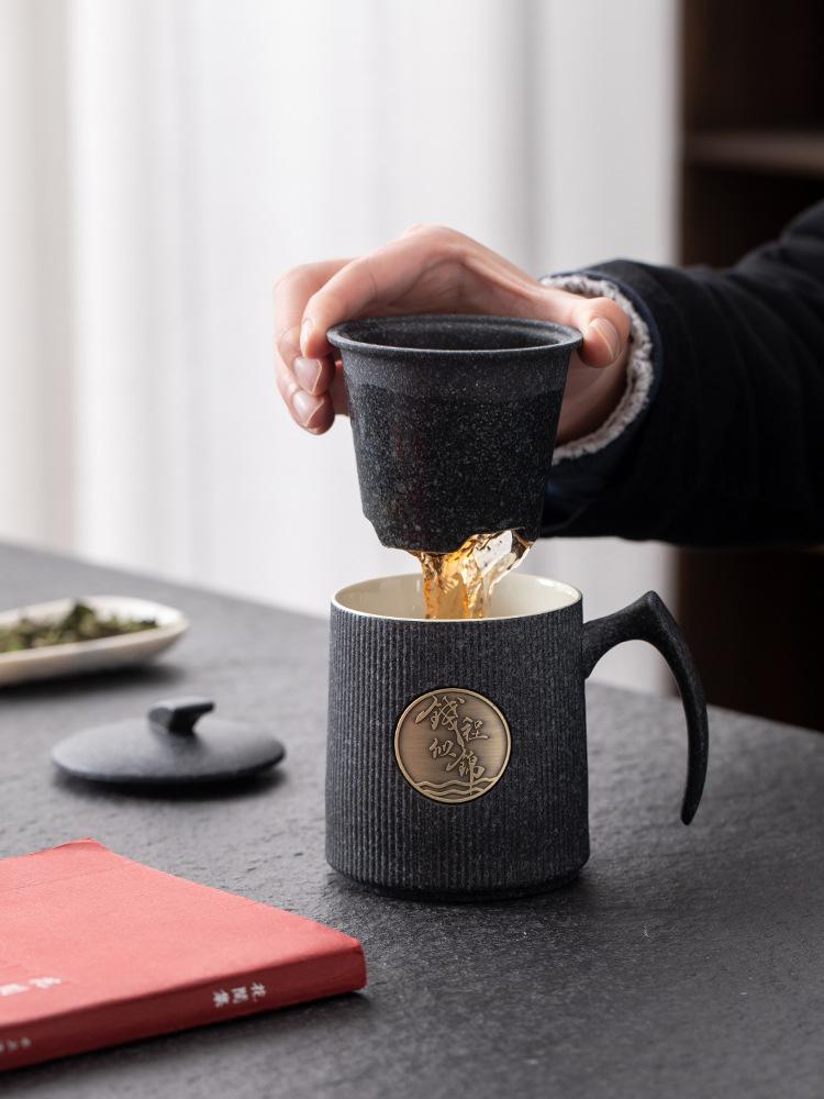 Керамическая чашка для чая, личный кабинет с крышкой, фильтр для разделения чая, бытовая чашка, можно распечатать