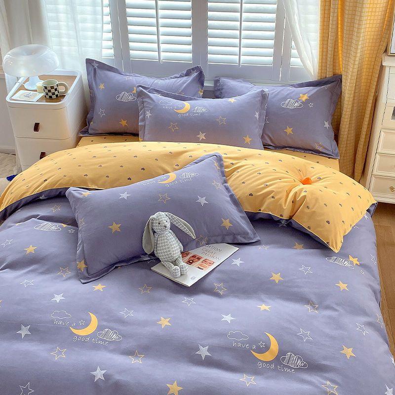 Комплект из четырех простыней, постельное белье, пододеяльник из стираного хлопка с пескоструйной обработкой, простыня, односпальное одеяло для спальни, комплект из трех предметов