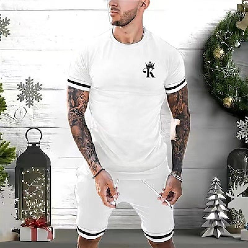 Мужская футболка и шорты с графическим принтом флага США больших размеров для летнего отдыха на открытом воздухе/спорта, комплект из 2 предметов