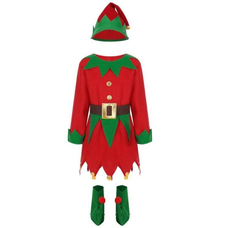 Green & Red Costumes Sets Adults Christmas Dress Fancy Dress Classical Unisex Elf Festive Christmas Fancy Dress Costumes