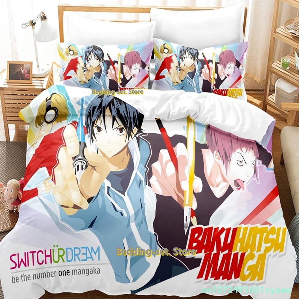 Комплект постельного белья Bakuman Single Twin Full Queen King Size Bed Set Adult Kids Bedroom Duvetcover Sets 3D Print Anime Bed Sheet Set