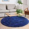 Blue Round Rug for Kids Room, Bedroom, Living Room, Washable Fluffy Shaggy Area Rug, Aesthetic Decor, 120cm