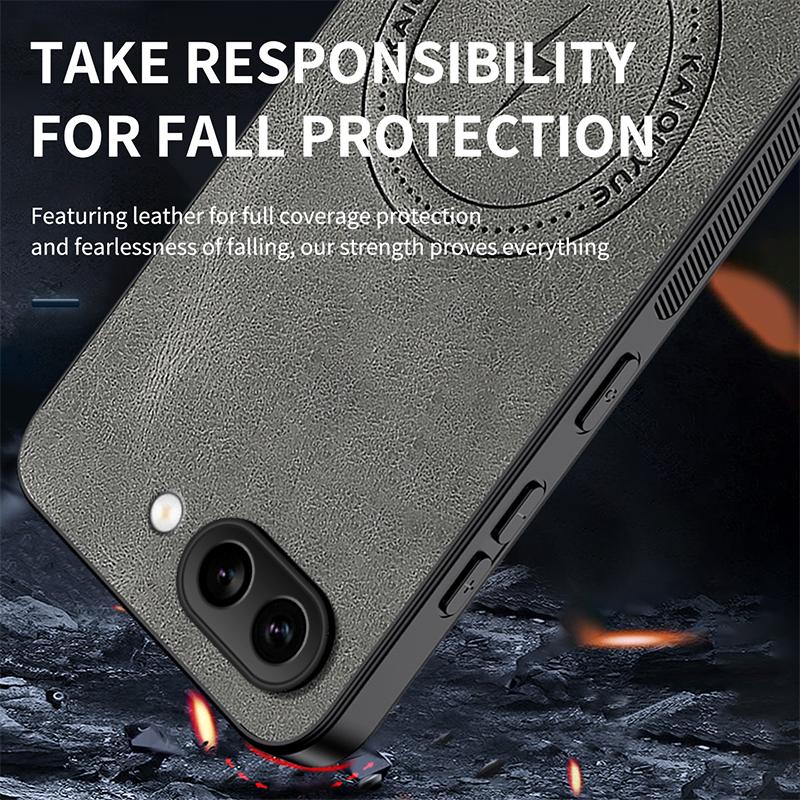 For Google Pixel 9a Magnetic Case WANLONFENG SD1 Series Nappa Texture PC TPU Phone Cover