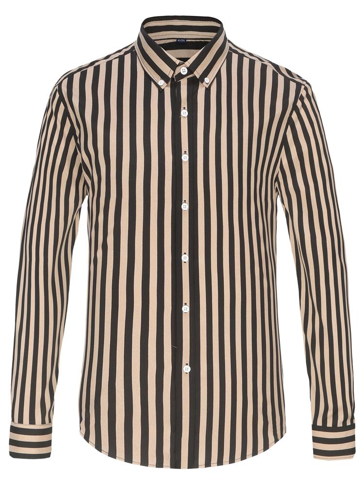 Мужская классическая рубашка в полоску с цветными блоками на весну и лето без карманов, легкие рубашки на пуговицах с длинными рукавами, устойчивые к морщинам