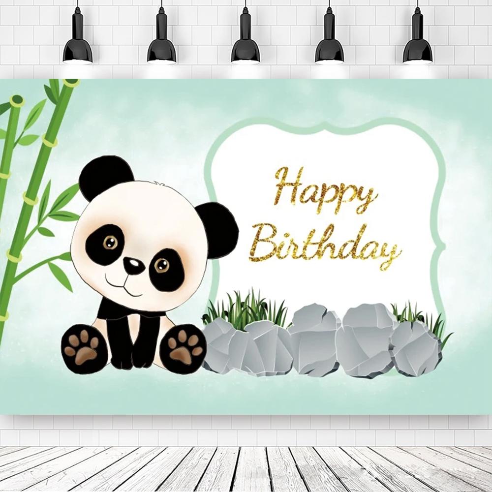 Panda Birthday Party Bamboo Cartoon Poster custom Baby Newborn Portrait Photo Backgrounds Photography Photocall Photo Studio