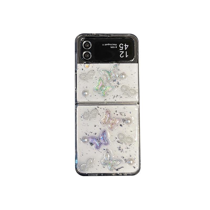 Для Samsung Zflip6 Flip Складной экран Zfold5 Жемчужная бабочка W24flip Блестящий Веер Ins Стиль Чехол для телефона