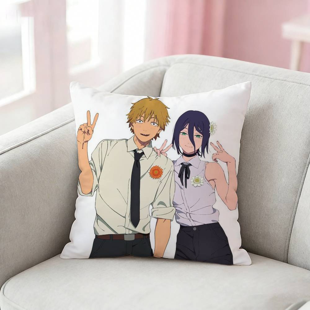 CChainsaw Man Reze Arc Pillow Case Pattern Printed Pillowcase For Living Room Sofa Cushion Cover