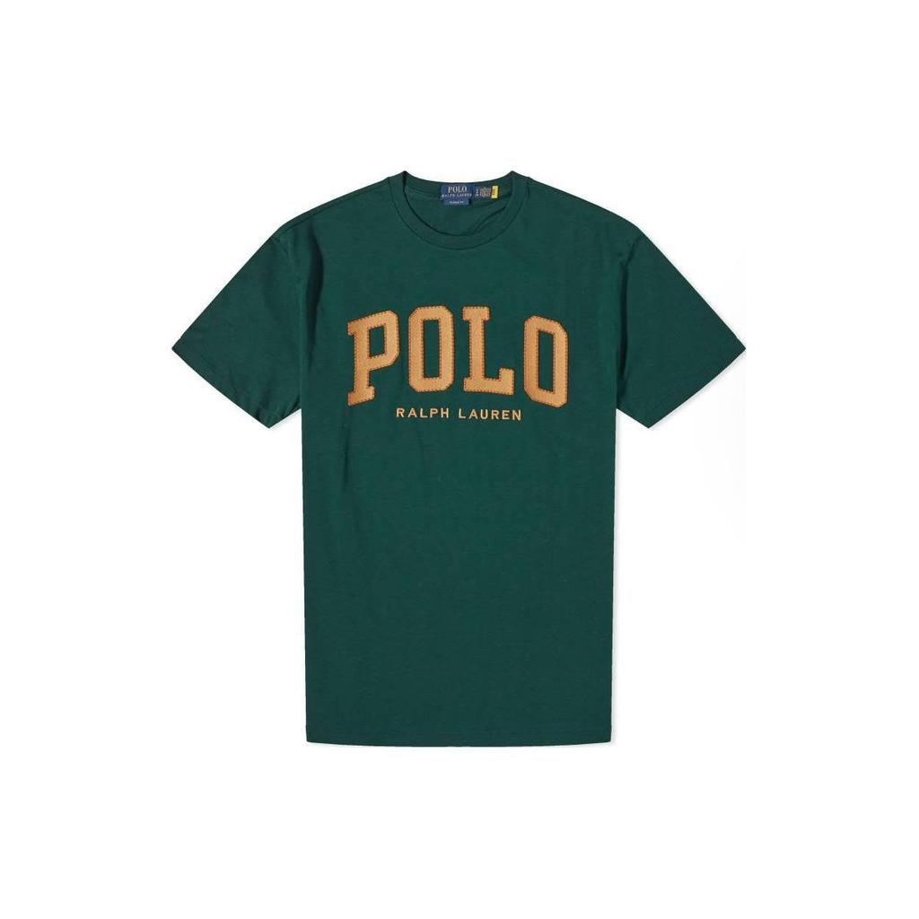 Мужская футболка с принтом логотипа Polo Ralph Lauren, круглым вырезом и коротким рукавом, темно-зеленая 710917892-004