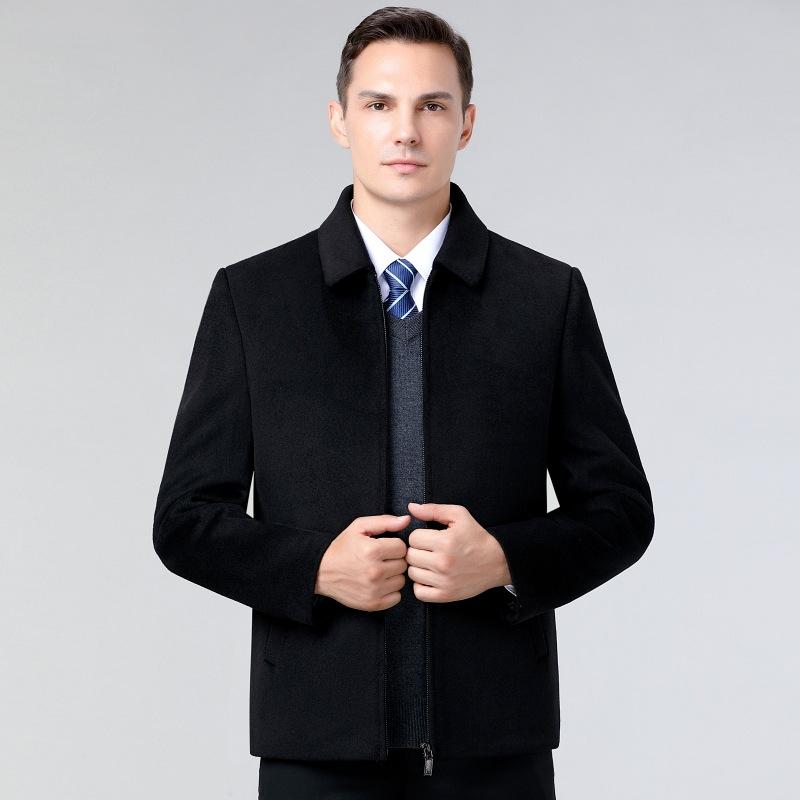 Middle-aged and Elderly Dad Men's Double-sided Woolen Coat Grandpa Winter Coat Windbreaker Autumn and Winter Down