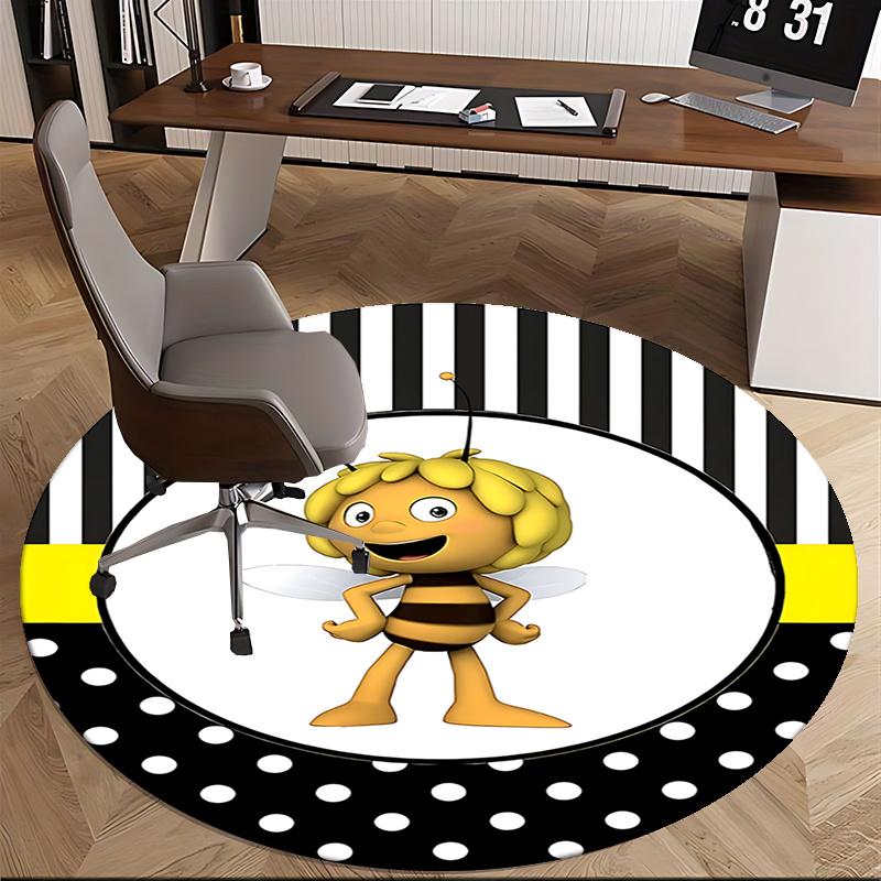 Bee Themed Chair Mat Round Carpet for Home Decor, Office Use, and Gifts0392b