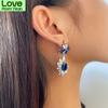 Роскошные серьги-капли с сияющим синим бриллиантом Женские серьги Изящные украшения Красные серьги Сбор женщин для празднования