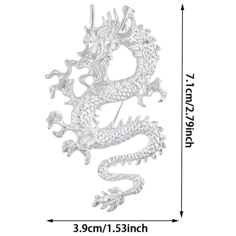 Vintage Chinese Animal Dragon Metal Brooches For Men Badge Suit Coat Corsage Lapel Pins  Jewelry Clothing Accessories