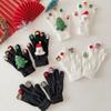 Knitted Christmas Gloves Thicken Five Finger Gloves Cute Warm Gloves  Outdoor Activities