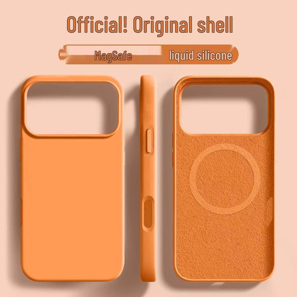 Жидкий силиконовый чехол для iPhone 17 Pro Max с большим отверстием и невидимой магнитной зарядкой - Совместим с Apple 16, Защита от падений, Новый.