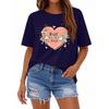 Women's Casual Loose Printed T-shirt Round Neck Pullover Short Sleeved Top