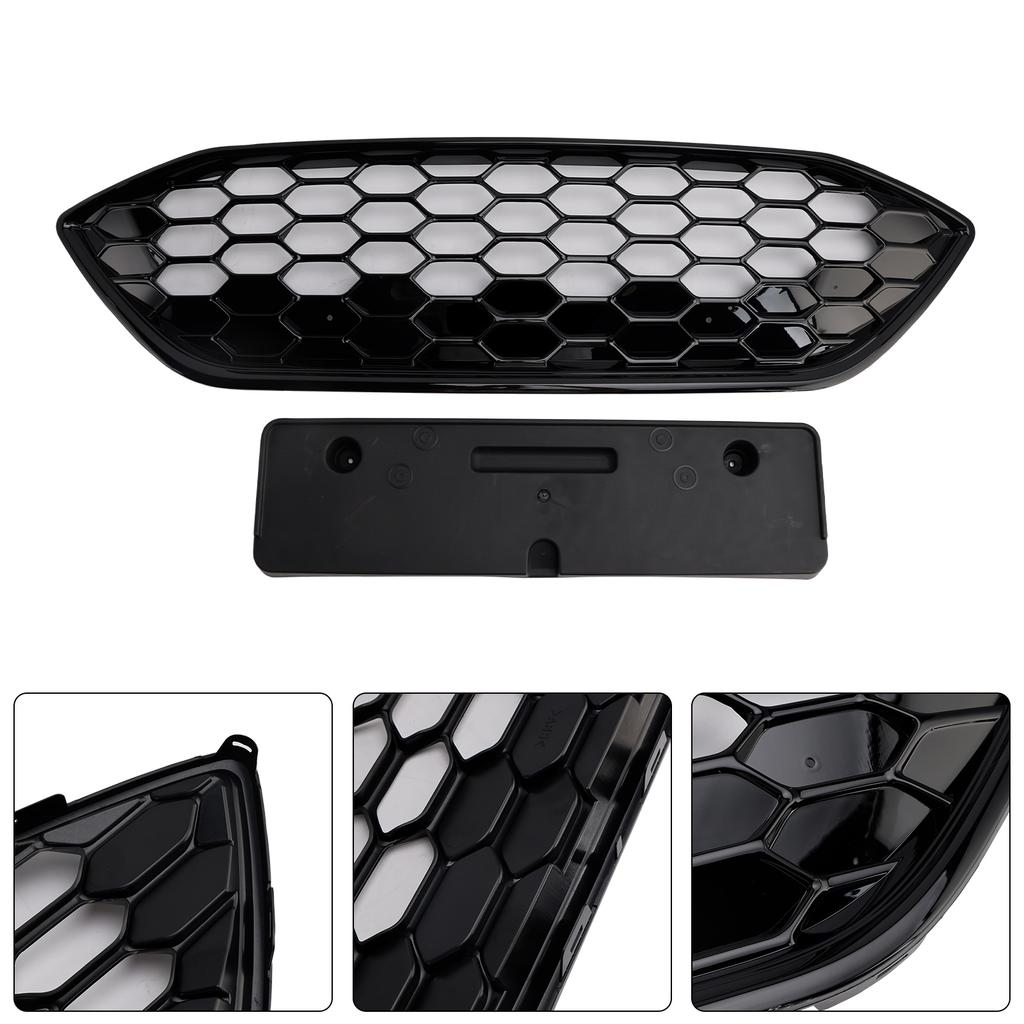 Глянцевая черная решетка переднего бампера подходит для Ford Focus ST + ST Line MK4 2018-2021